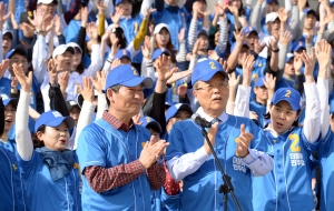 선거 응원가 뮤직 비디오 촬영하는 김종인 대표